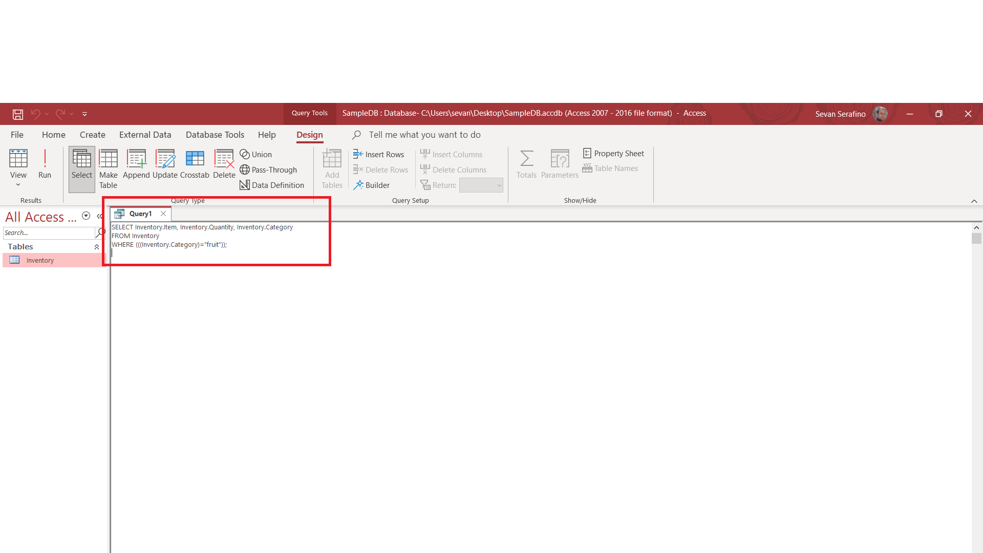 Finally - SQL Code